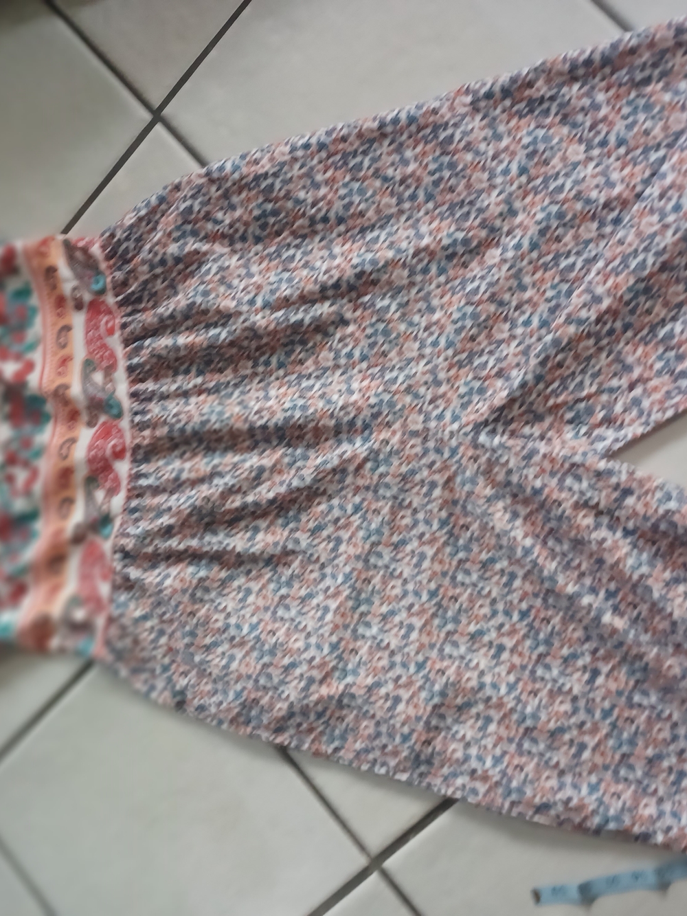 Floral Print Elastic Waist Maxi Jumper - Blue FLORAL and PAISLEY